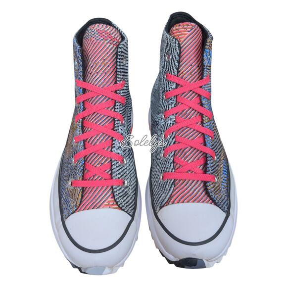 Converse Run Star Hike High Knit Mashup Blue Pink Platform Sneaker Womens 7.5 - Picture 2 of 10